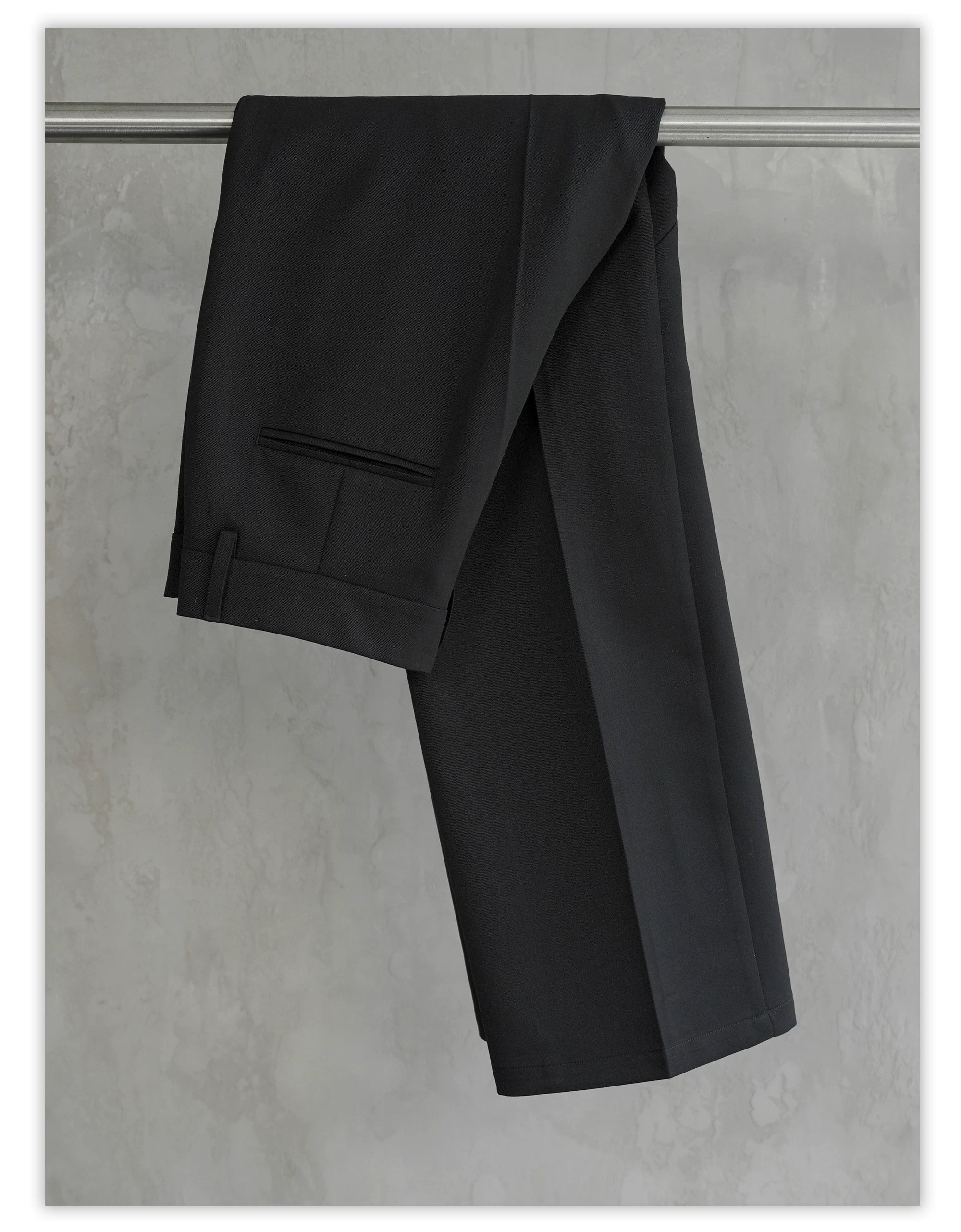 Wrinkle-Resistant Wool Straight Leg Slit Pants