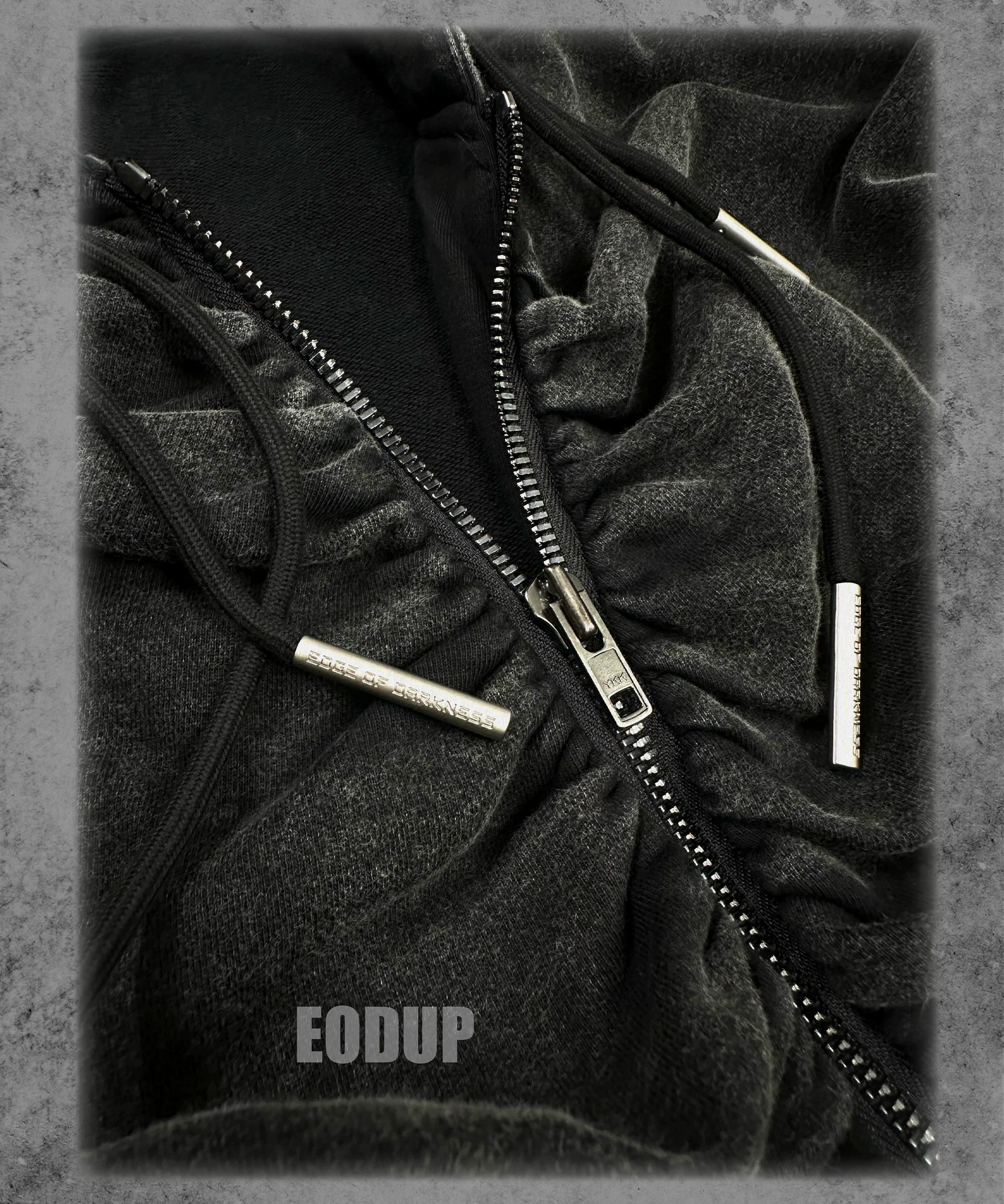 Black Loose Patchwork Zip Hoodie