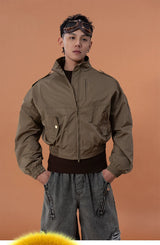 Army Green Unisex Cropped Flight Jacket