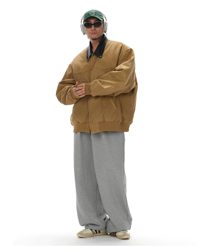 Men's Washed Patchwork Sheepskin Jacket