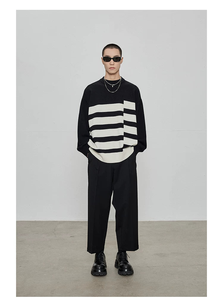 Casual Cropped Elastic Waist Pants