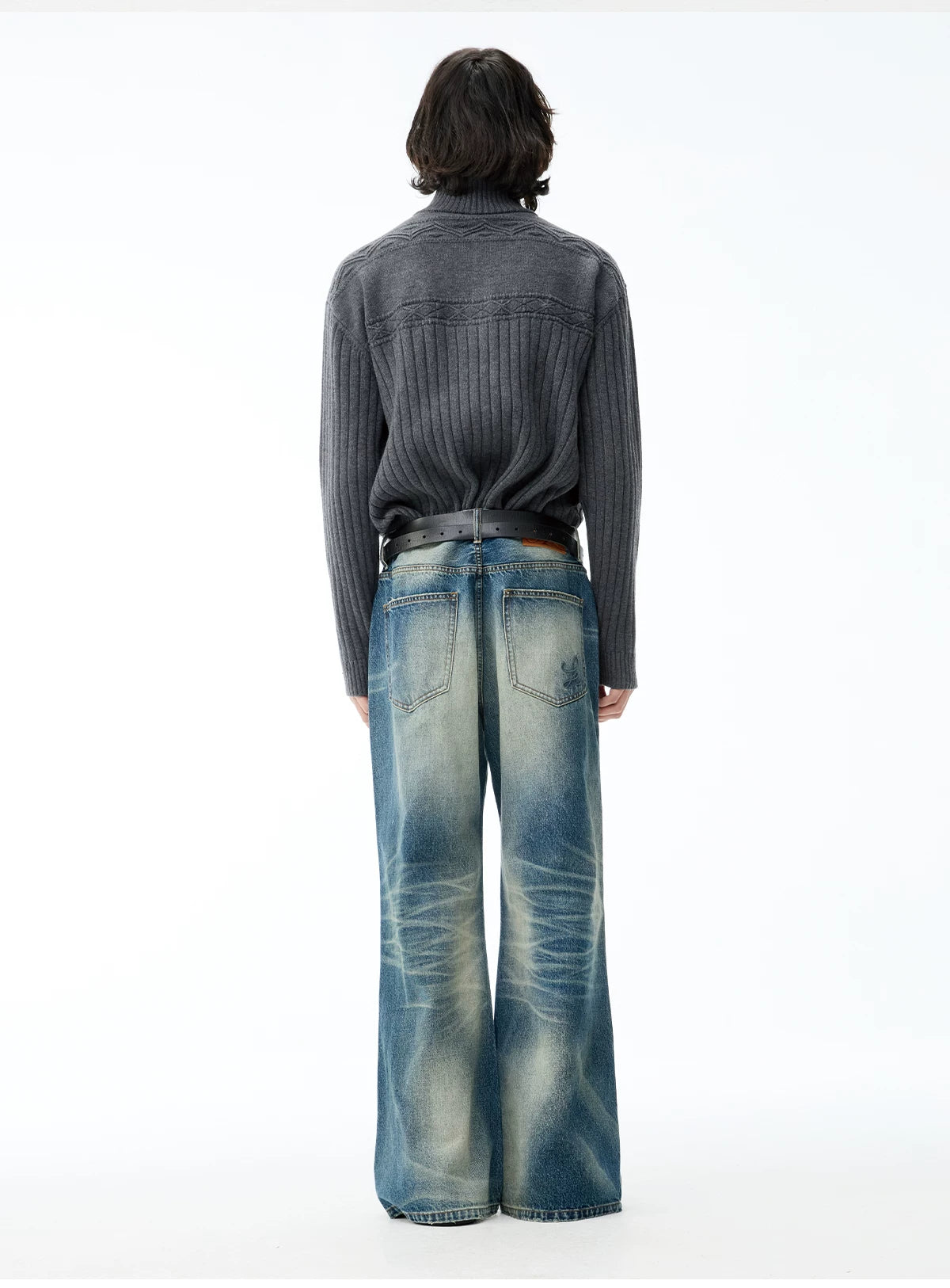 13.5 Oz Washed Denim Tapered Jeans