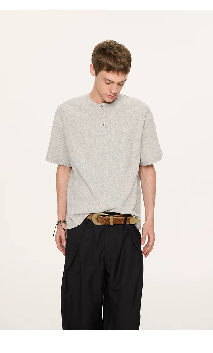Couple Amber Waffle Boxy Henley Tees