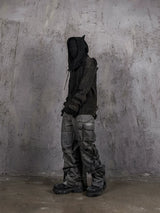 Faded Distressed Patched Knit Sweater