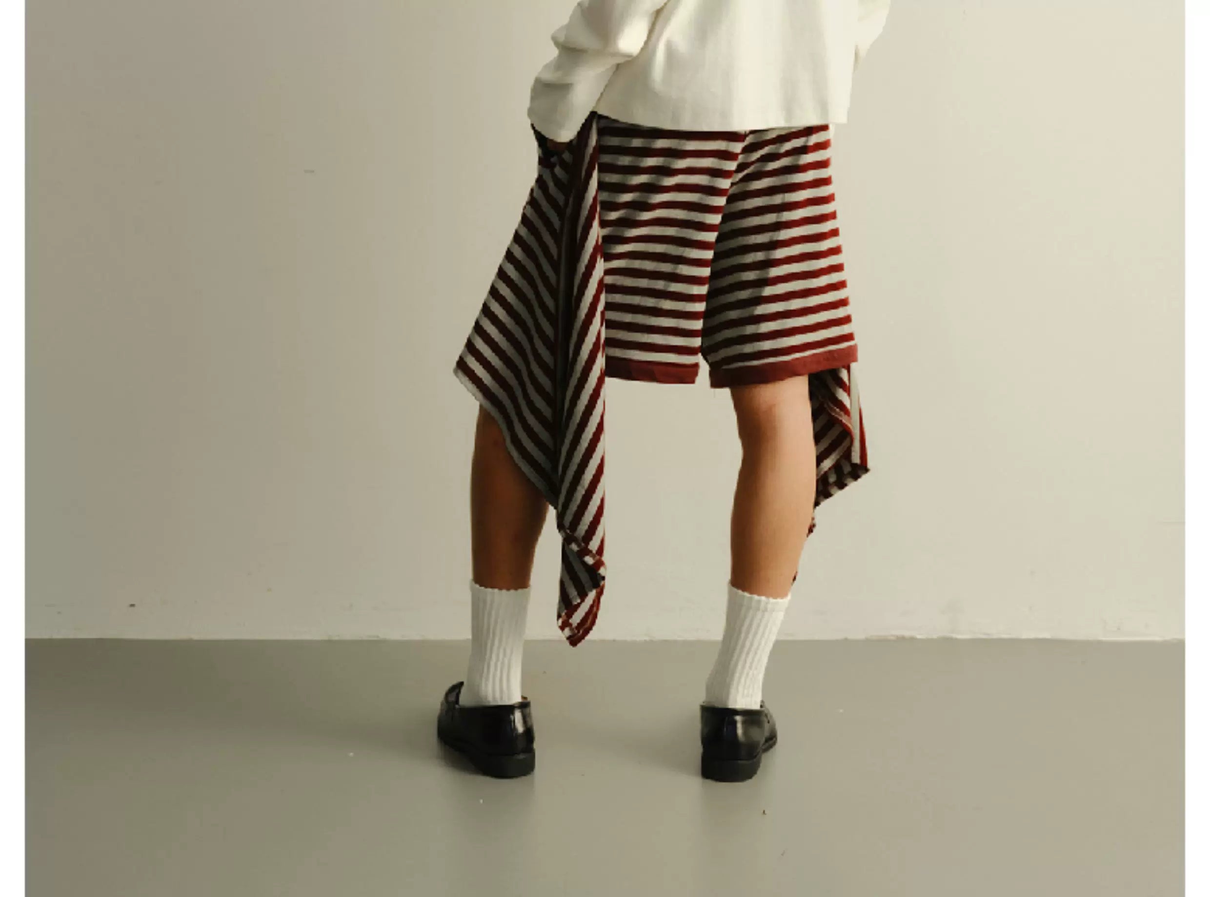 Striped Loose Deconstructed Sweat Shorts