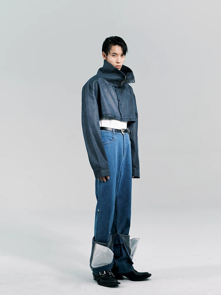 Y2K Cropped Stand Collar Jacket