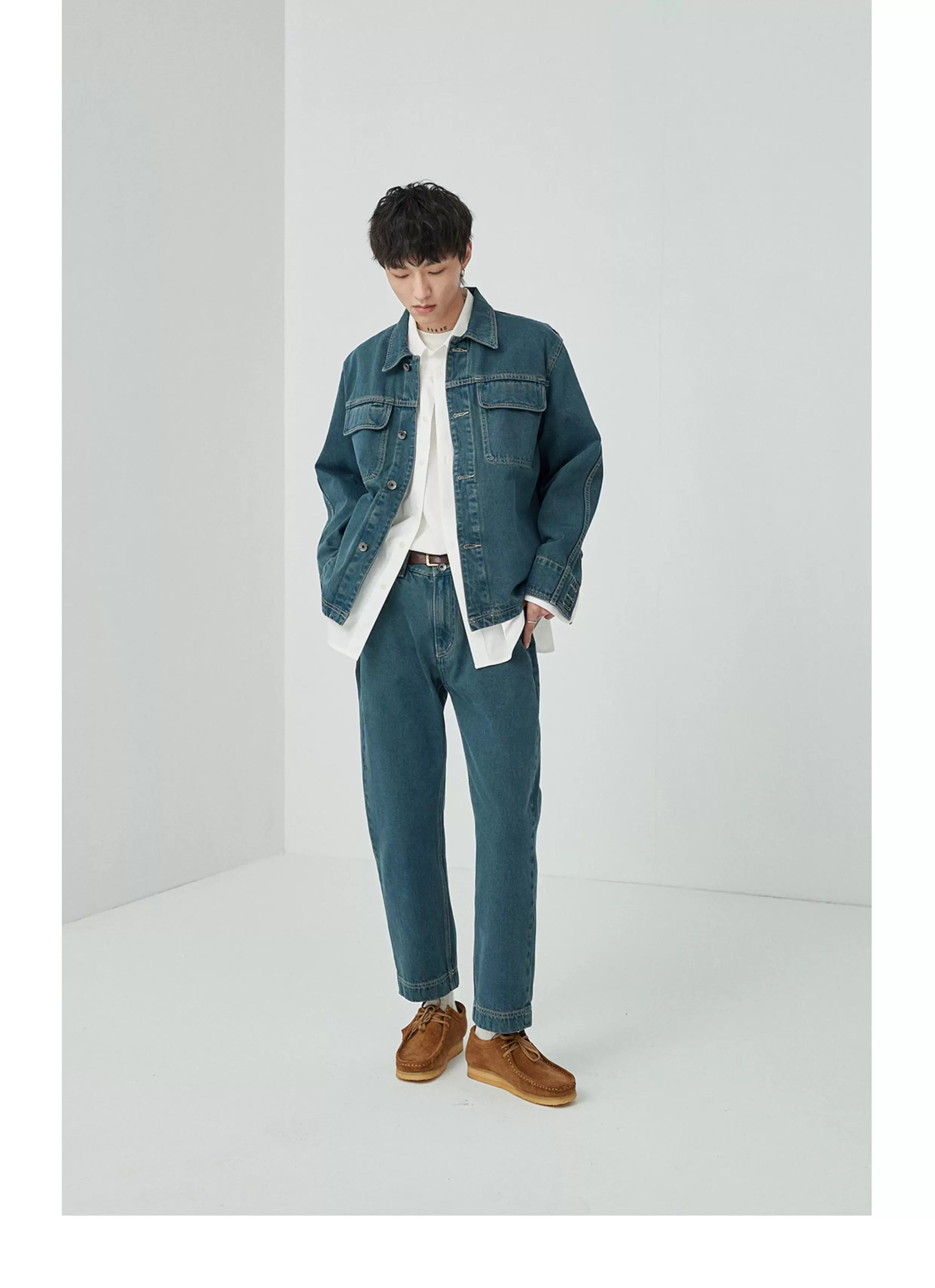 Vintage Washed Straight Ankle Jeans