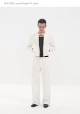 Fitted Straight Leg Patchwork Black-White-Blue Jeans