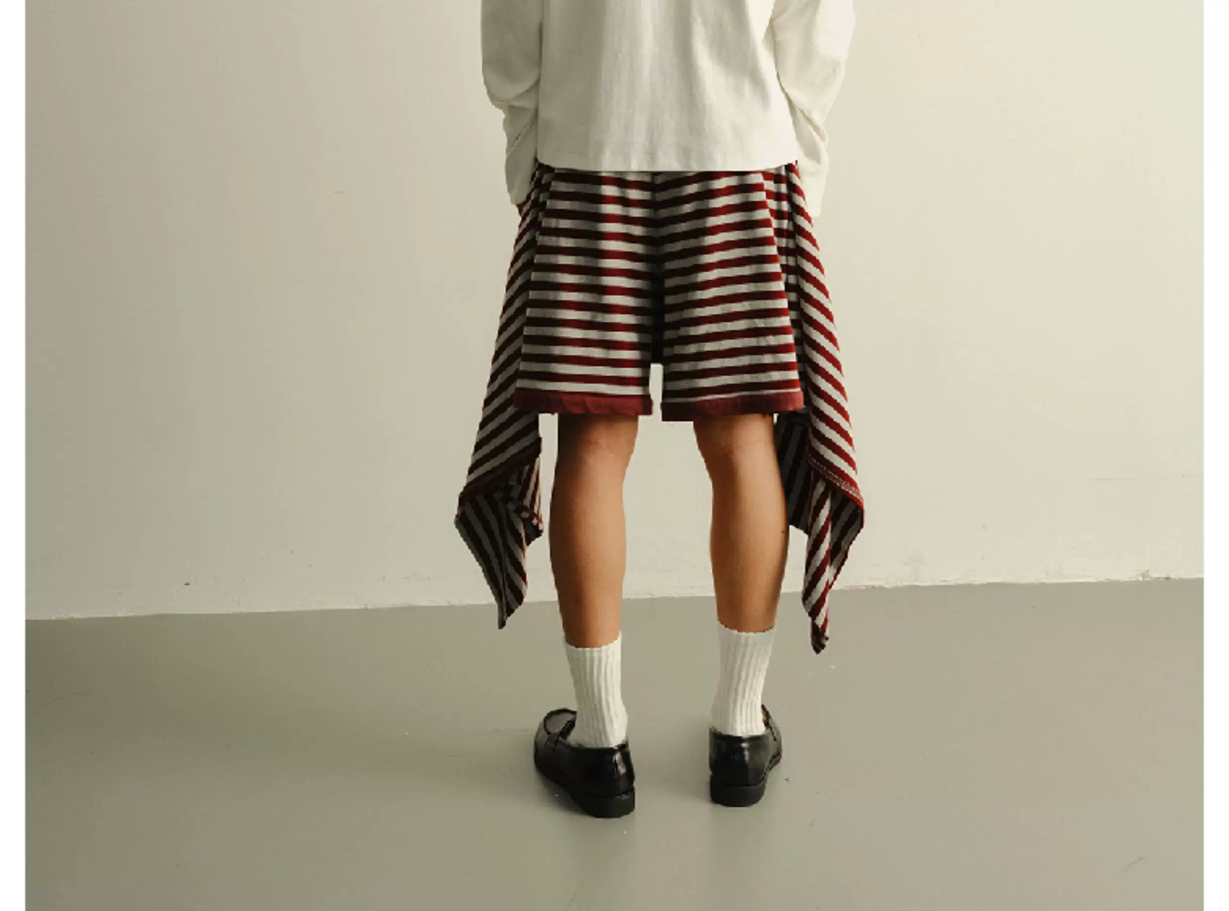 Striped Loose Deconstructed Sweat Shorts