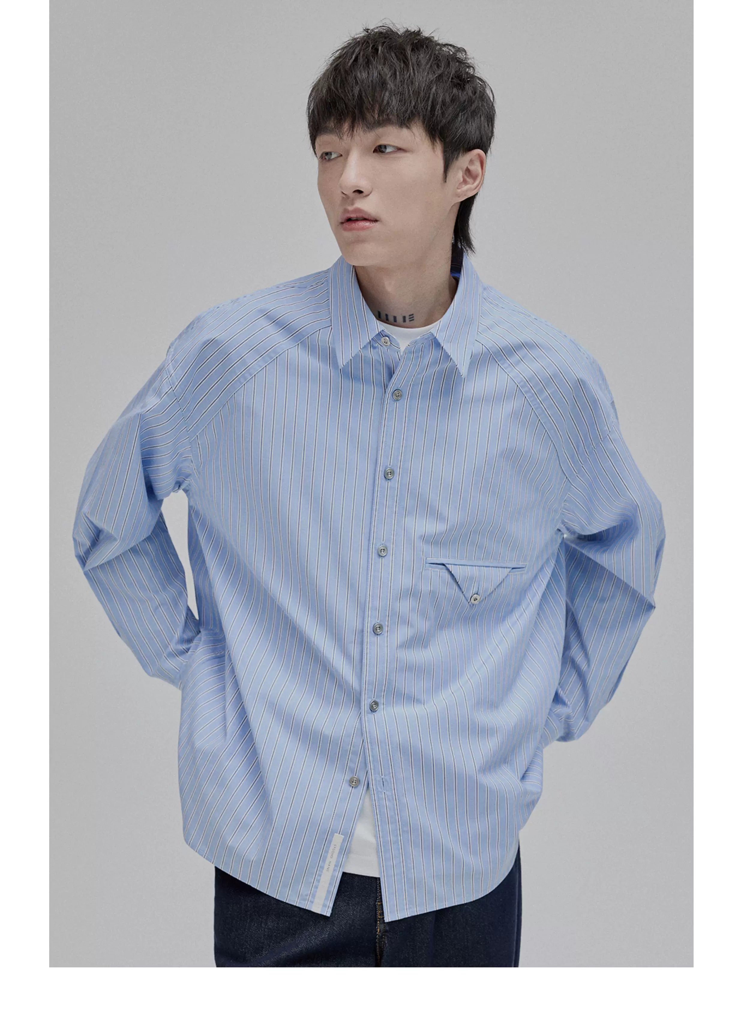 Blue White Striped Pocket Shirt