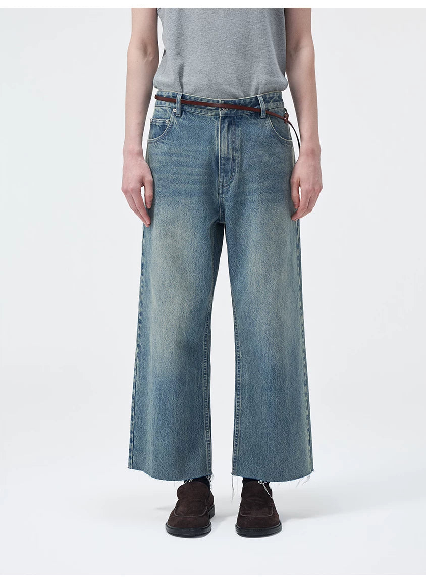 Turkish Washed Frayed Straight Jeans