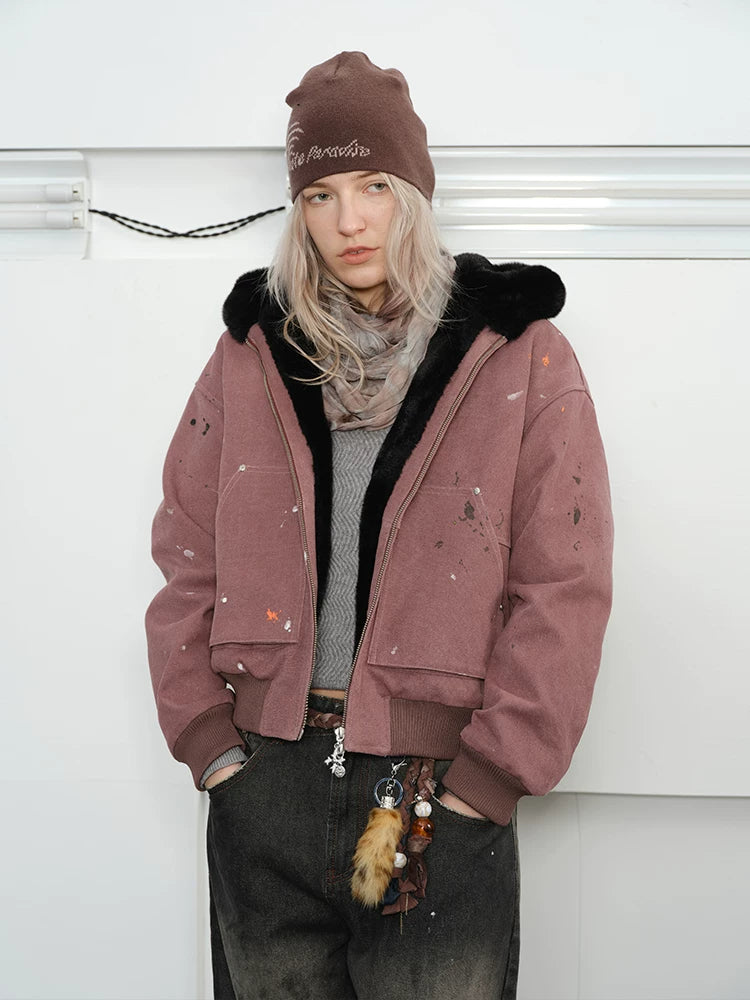Men's Splatter Canvas Padded Jacket