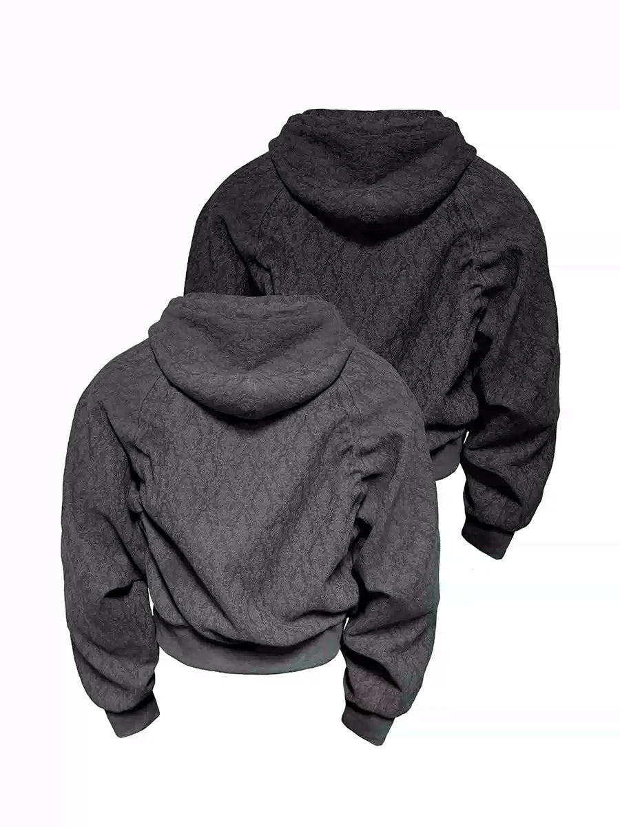 Zipper Jacquard Raglan Hoodie
