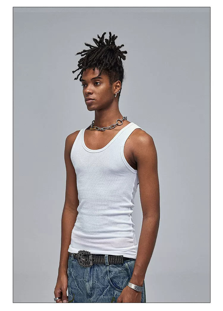 Skeleton Print Ribbed Tank Top