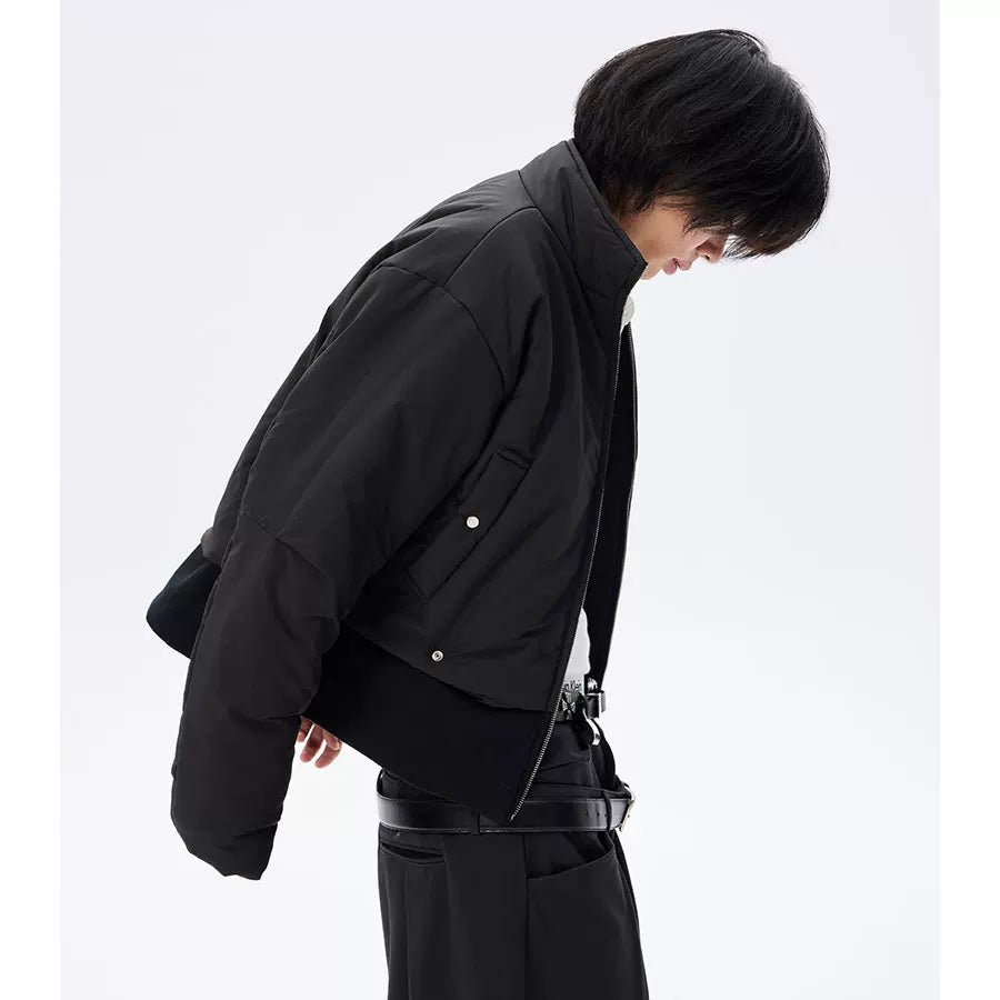 Oversized Curved Sleeves Ribbed Down Jacket