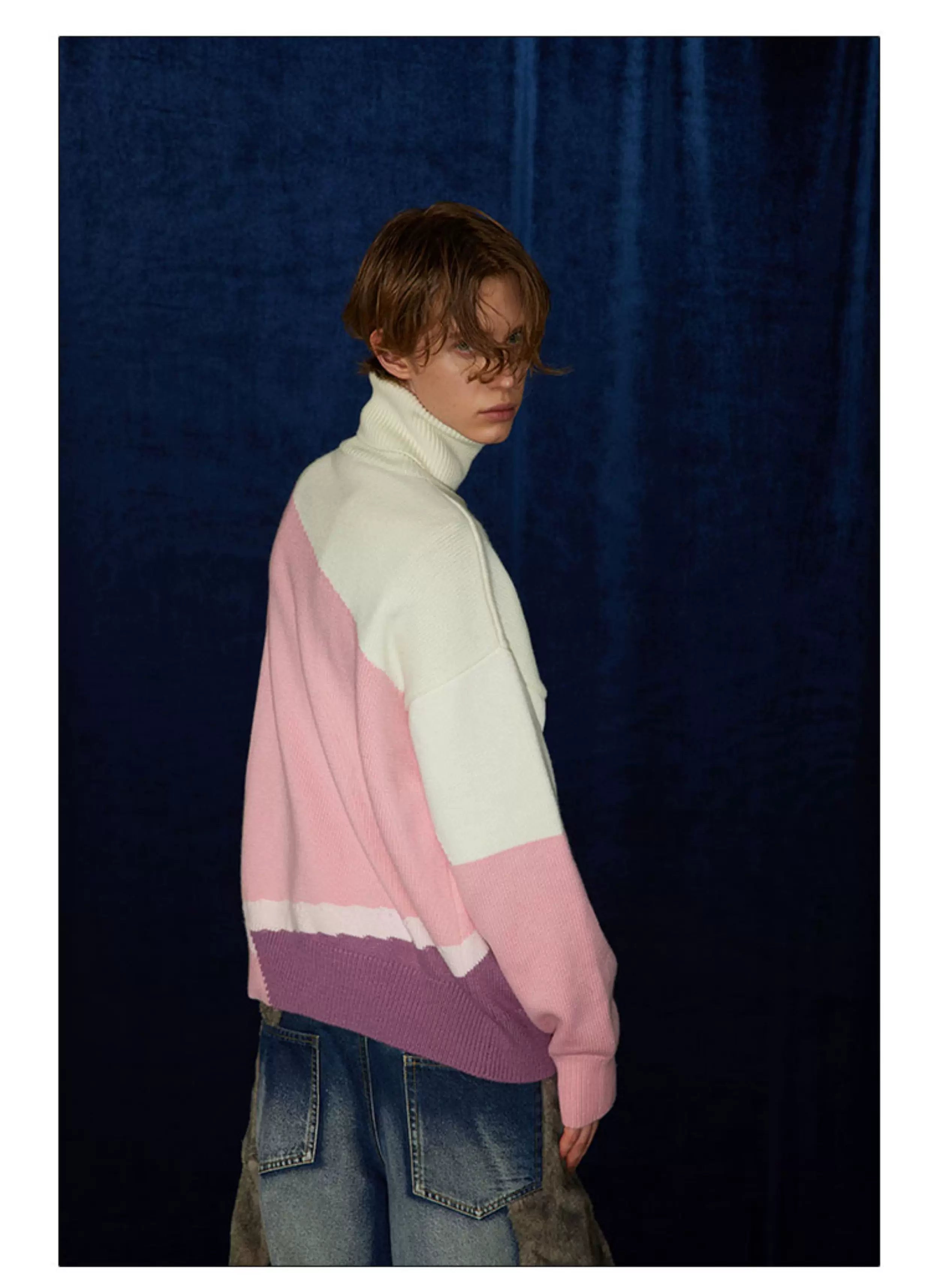 Mid-length Thick Wool Blend Turtleneck Sweater