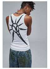 Skeleton Print Ribbed Tank Top