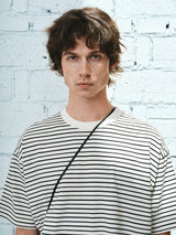 Black White Striped Cotton Silk T-Shirt