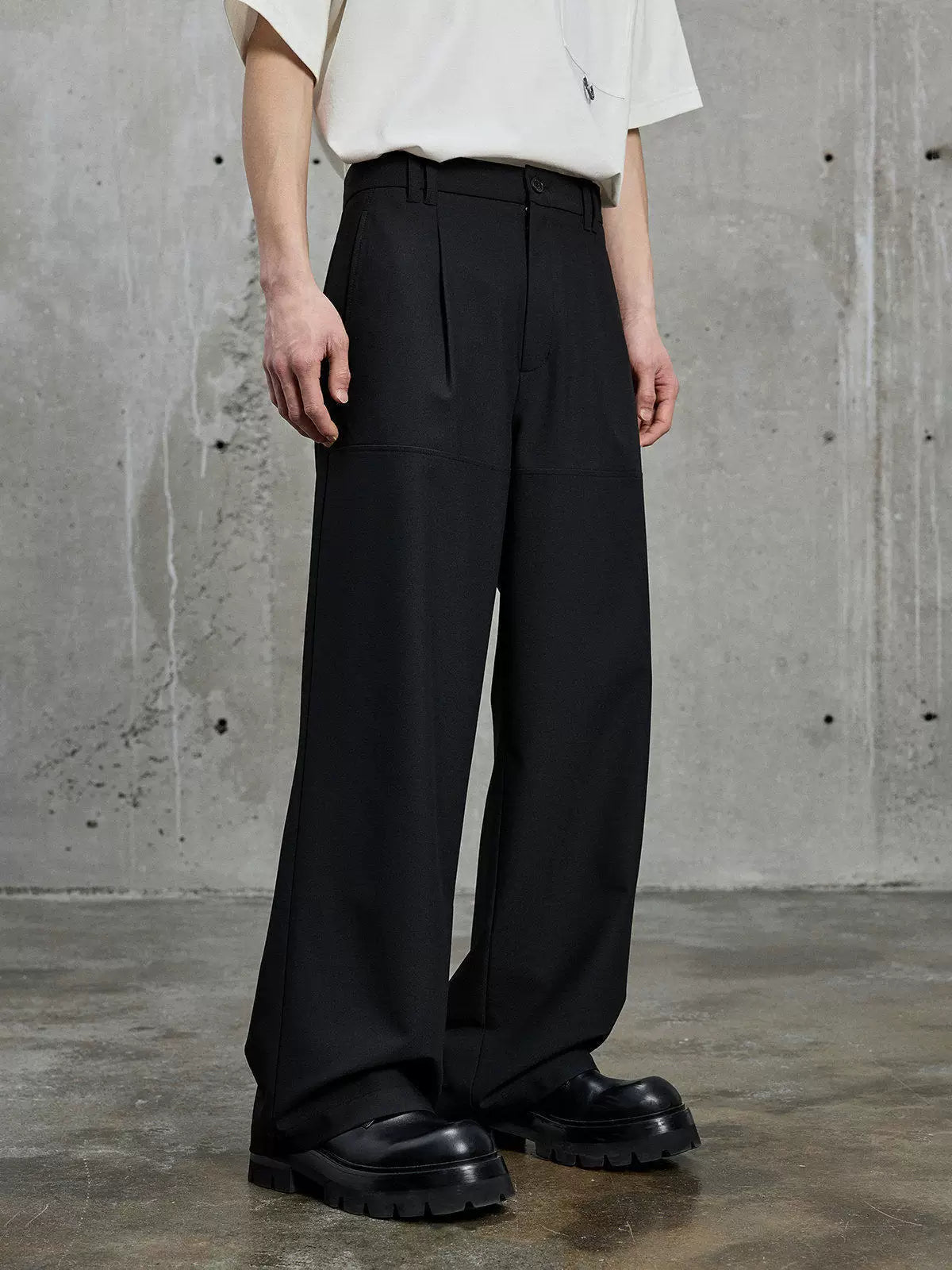 Draped Chain Texture Straight Leg Pants