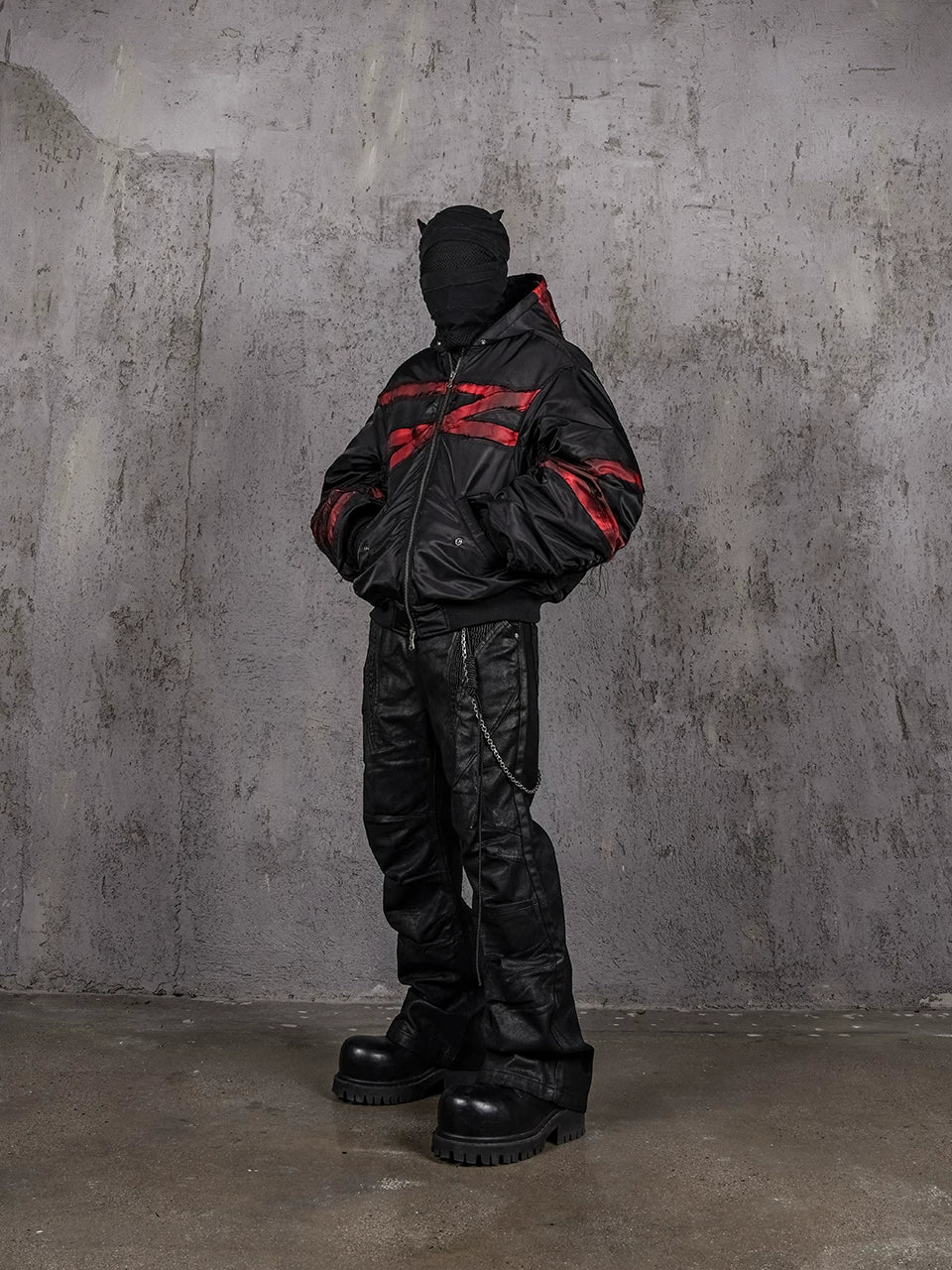 Burnt Red Distressed Bandage MA1 Jacket