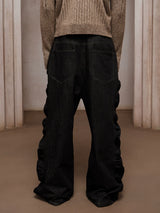 Vintage Petal Button Baggy Denim Jeans