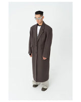 Men's Long Woolen Shoulder-padded Coat