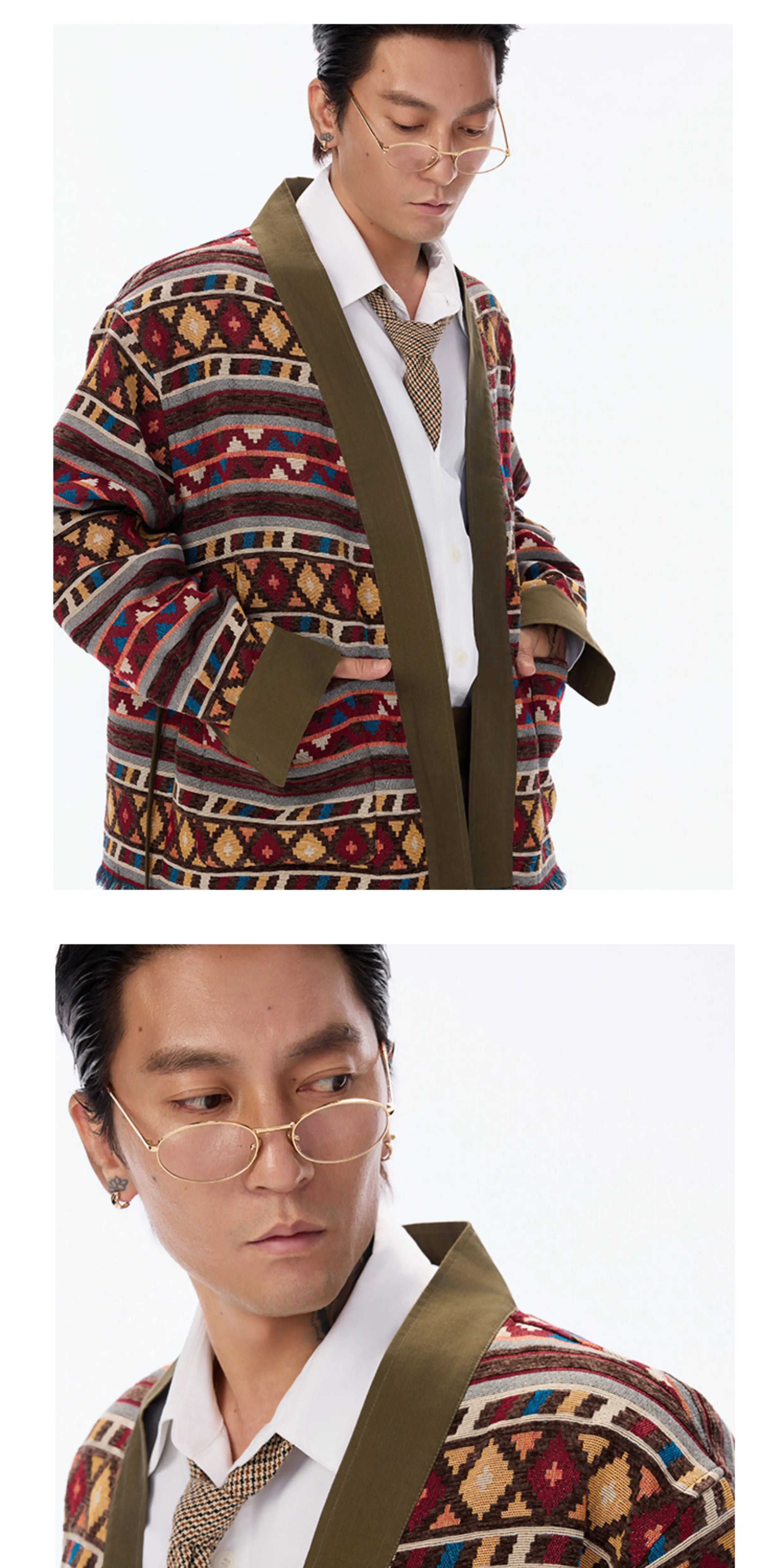 Vintage Jacquard Oversized Kimono Coat