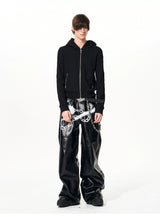 Men's Black Skull Cross Zip Hoodie