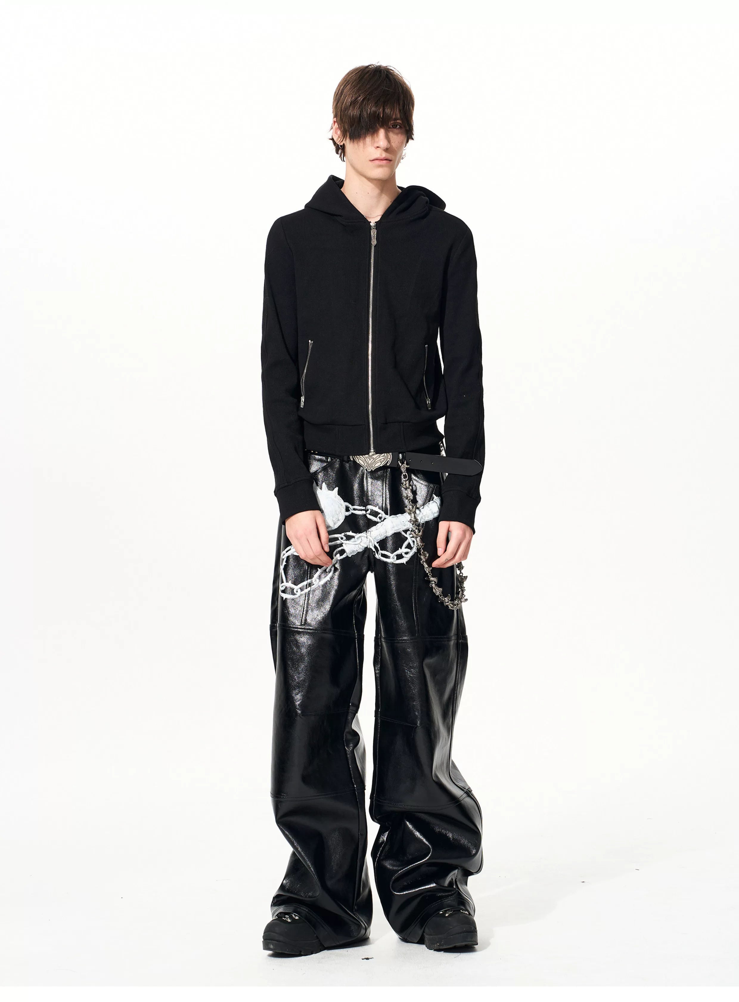 Men's Black Skull Cross Zip Hoodie