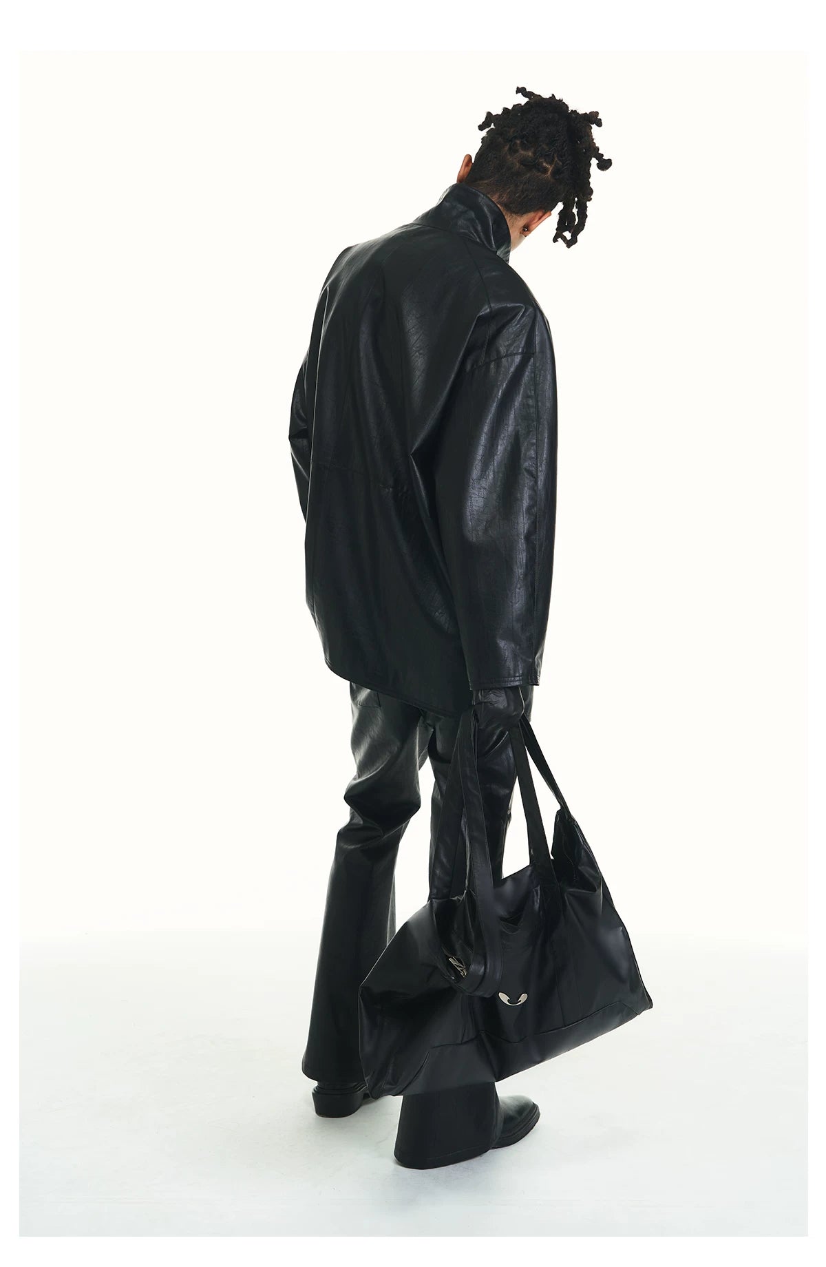 Leather Crossbody Bag with Metal Plaque