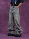 Men's Vintage Light Blue Sequined Jeans