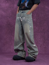 Men's Vintage Light Blue Sequined Jeans