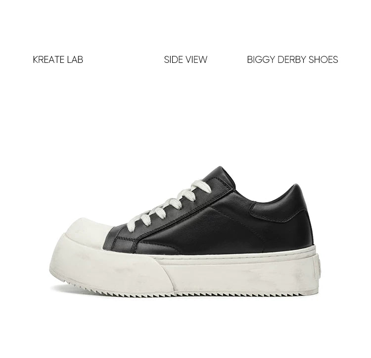 Unisex Distressed Low-Top Leather Platform Sneakers