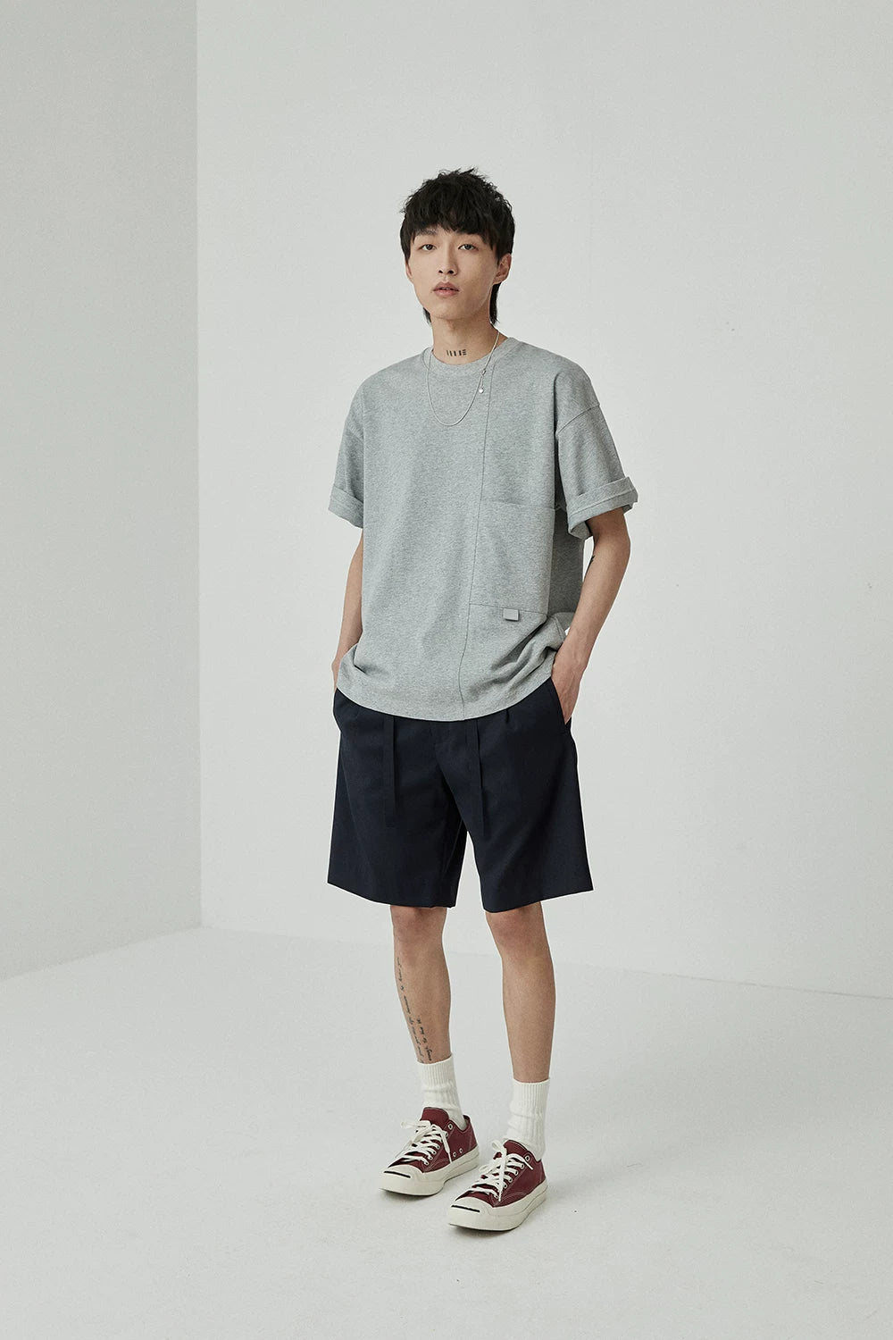 Draped Drawstring Elastic Waist Pleated Shorts