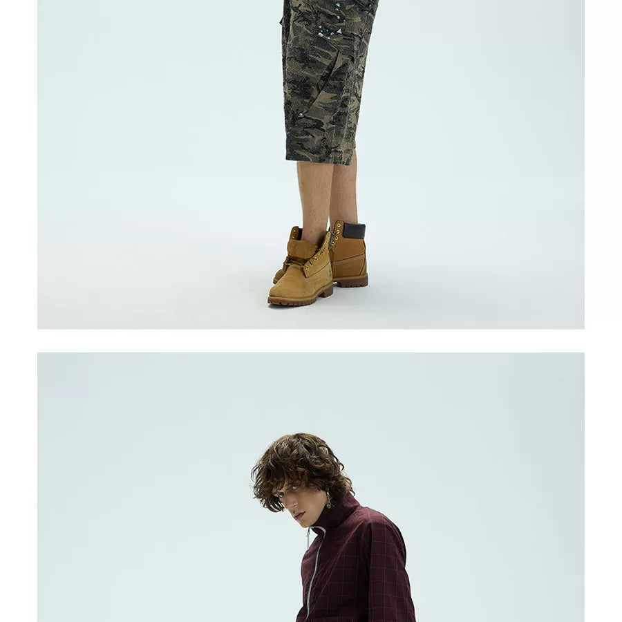 Reversible Plaid Embroidered Zip-front Fleece Jacket