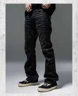 Stacked Curved Coated Waxed Skinny Jeans