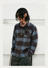 Men's Long-sleeve Plaid Wool Blend Shirt