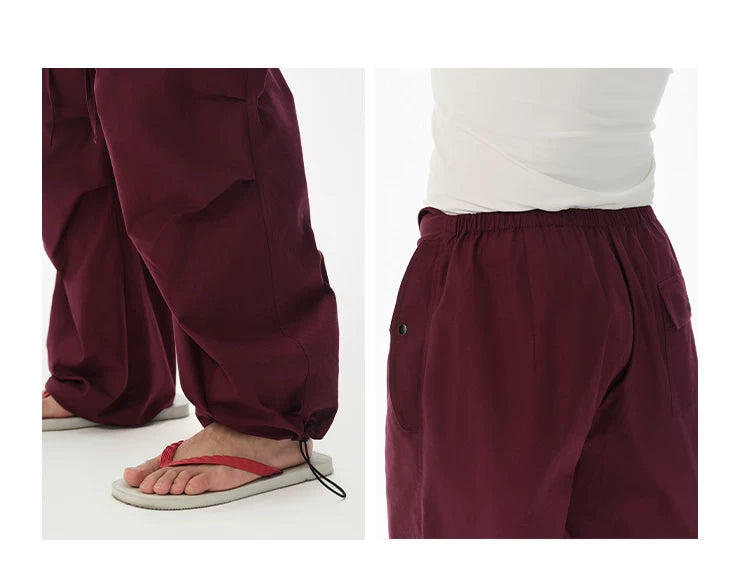 Cotton Low Waist Cargo Parachute Pants