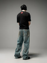 Tawny Distressed Loose Straight Jeans