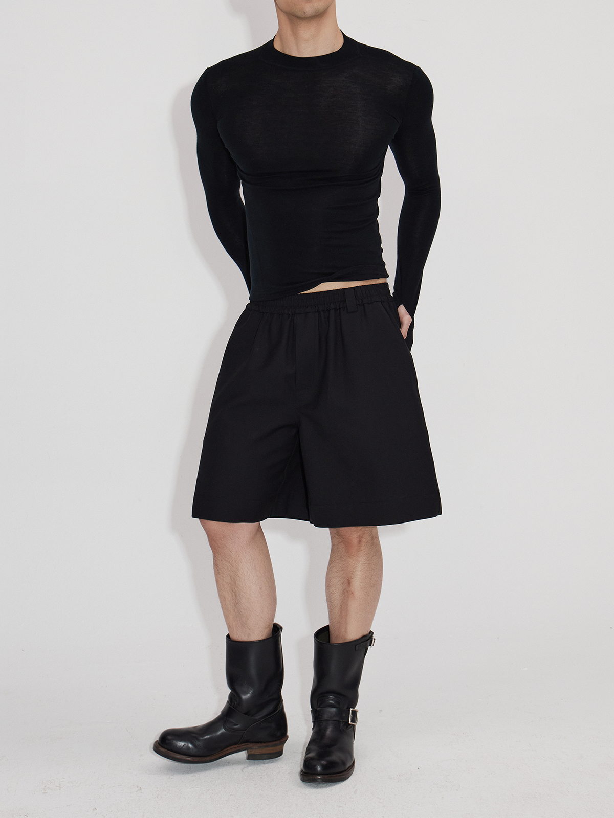 Elastic Waist Tailored Shorts