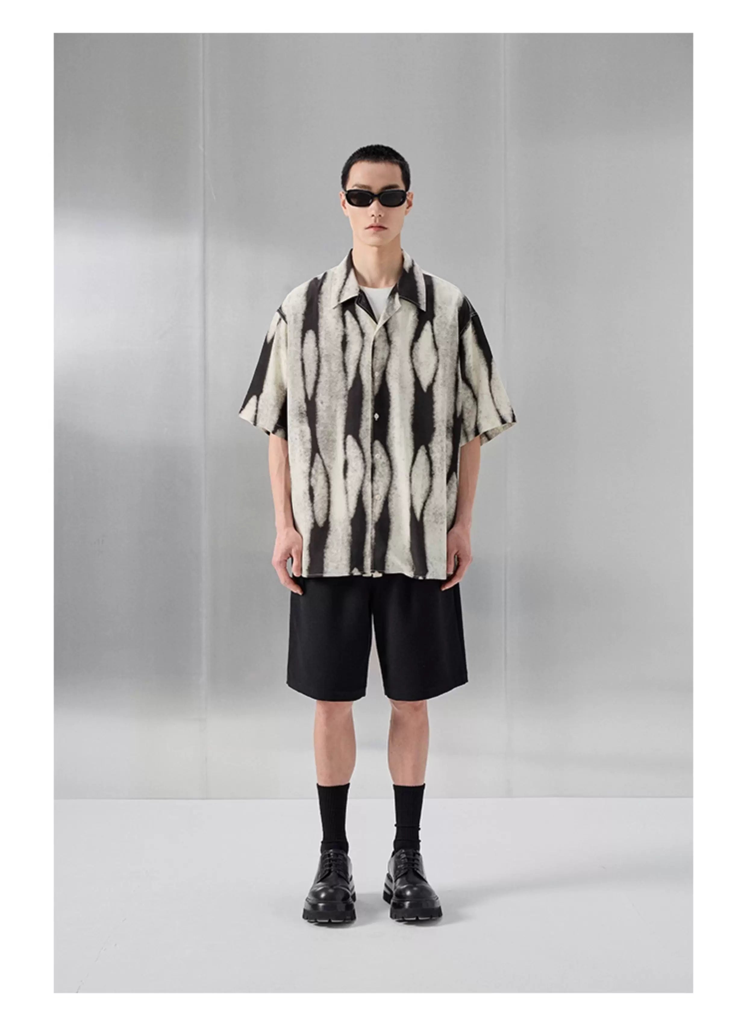 Printed Short Sleeve Cuban Collar Shirt