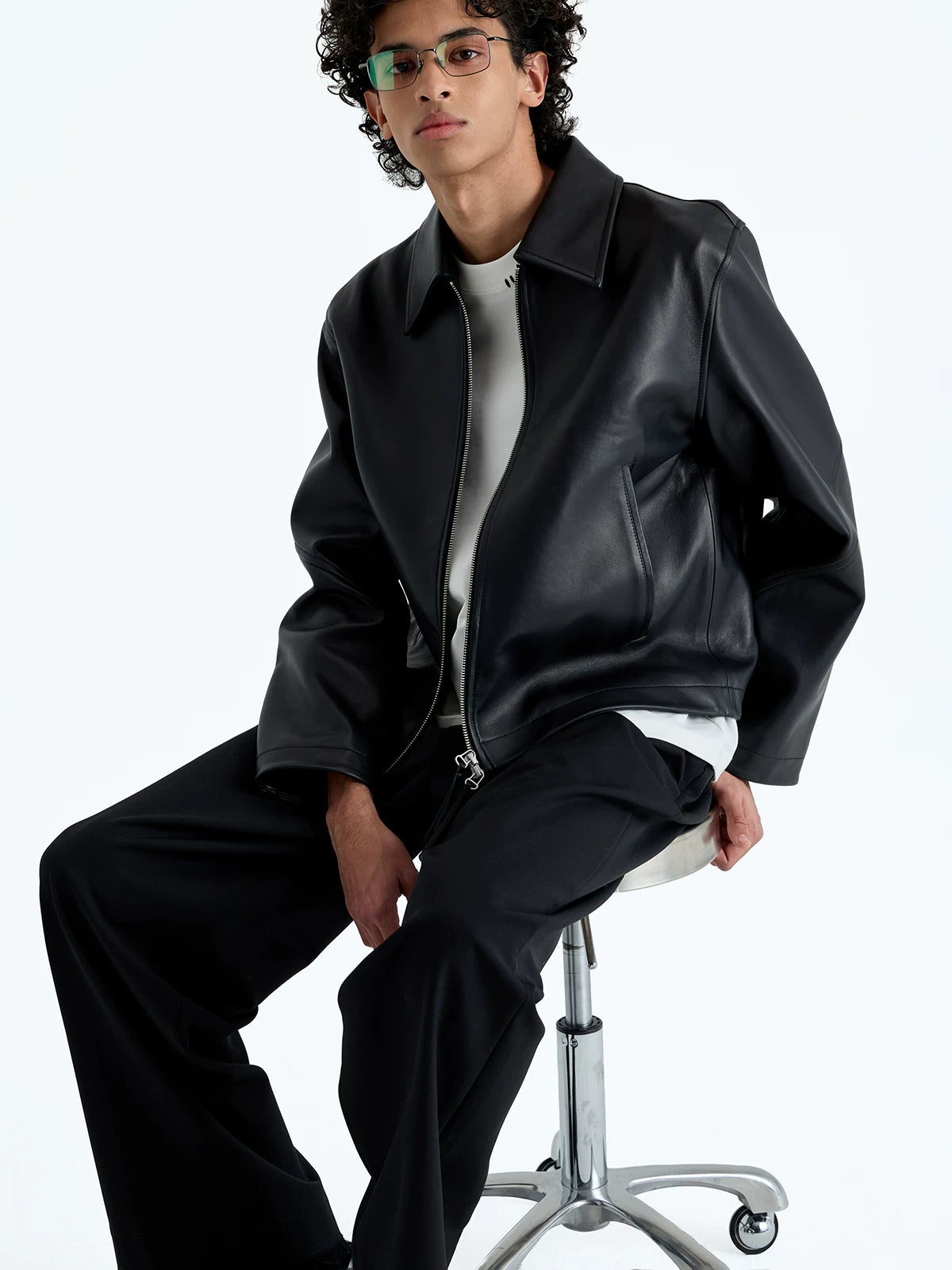 Short Zip Sheepskin Jacket