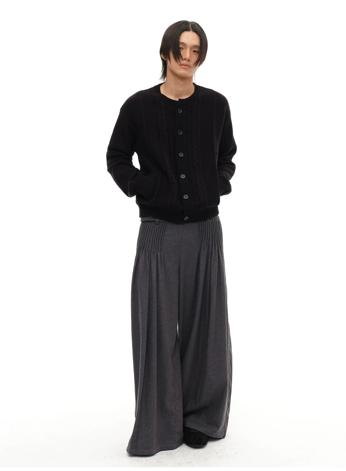 100% Cotton Crew Neck Cable Cardigan