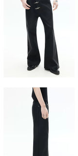Asymmetrical Flare Waxed Jeans