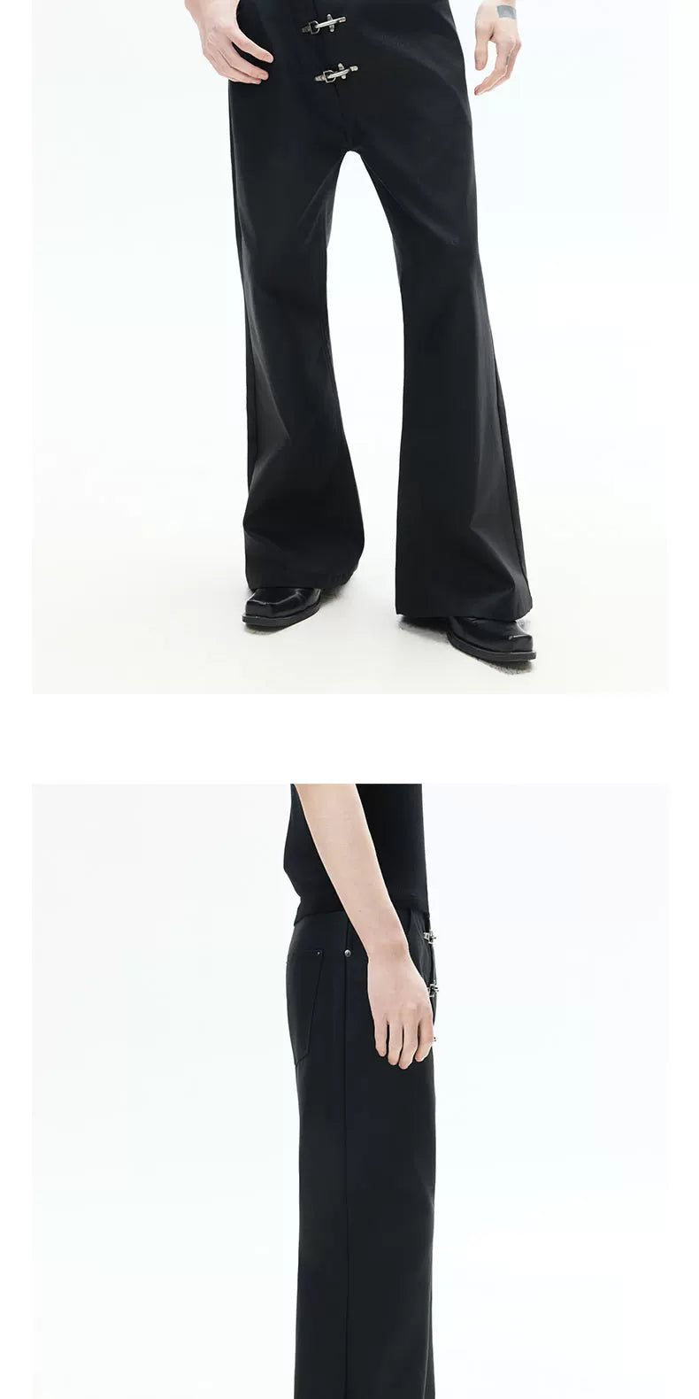 Asymmetrical Flare Waxed Jeans