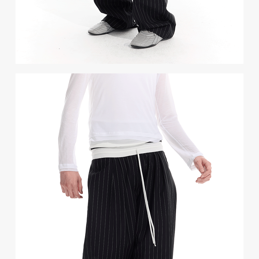 Striped Drawstring Elastic Casual Pants