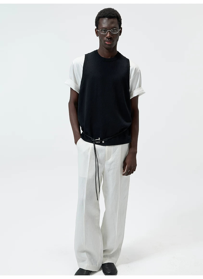 Straight Leg Hemp Linen Blend Pants