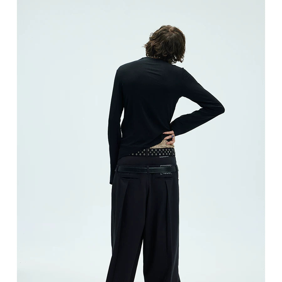 Slim Fit Two-Color Long Base Tees
