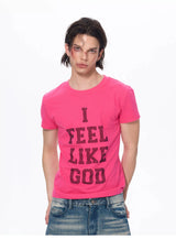 Men's Rhinestone Letter Crew Neck Tees