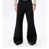Black Straight Flared Casual Pants